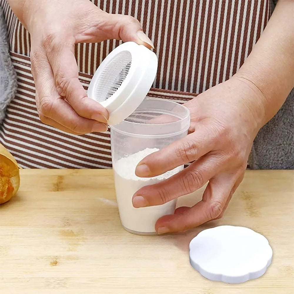Plastic Flour & Sugar Shaker with Mesh Lid – Baking Sifter Baking Sifter Shaker Nixie