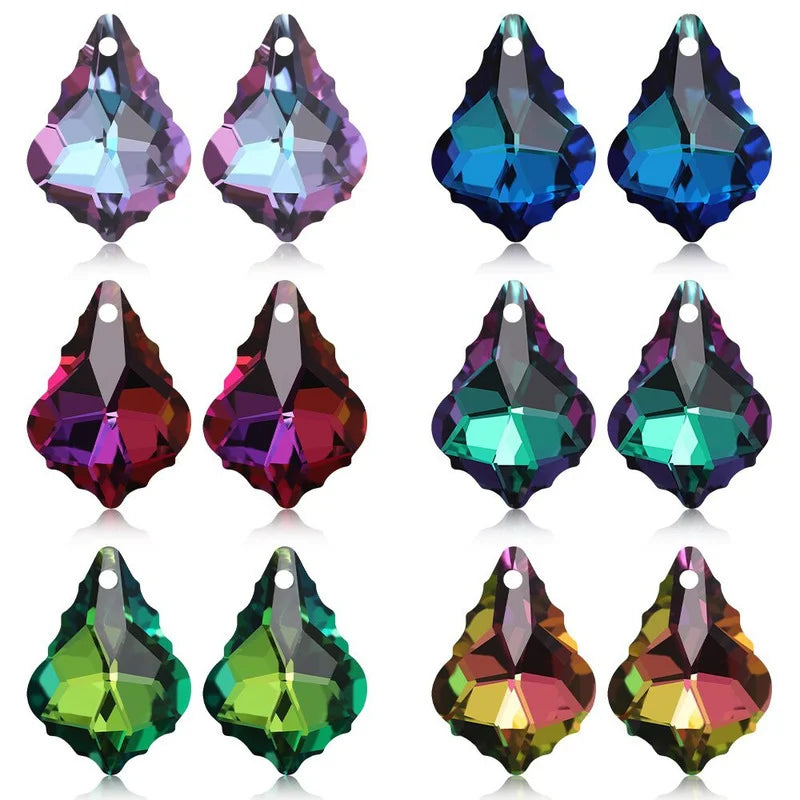 10Pcs Crystal Baroque Maple Leaf Glass Charm Pendants for DIY Jewelry Making Beads Nixie