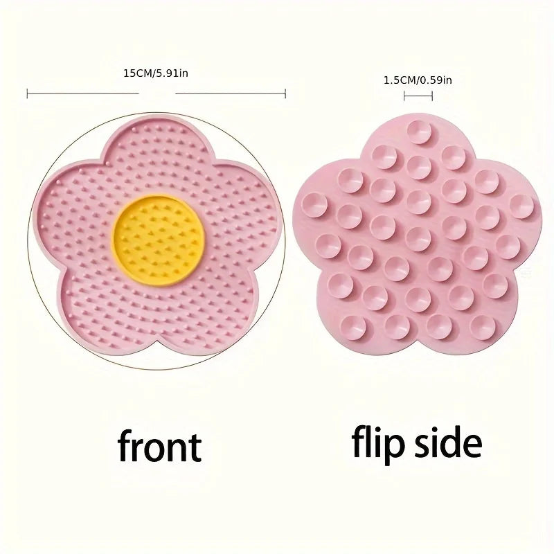 Flower Lick Mat for Dogs & Cats – Silicone Slow Feeder Pad Pet Slow Feeder Mat Nixie Pink