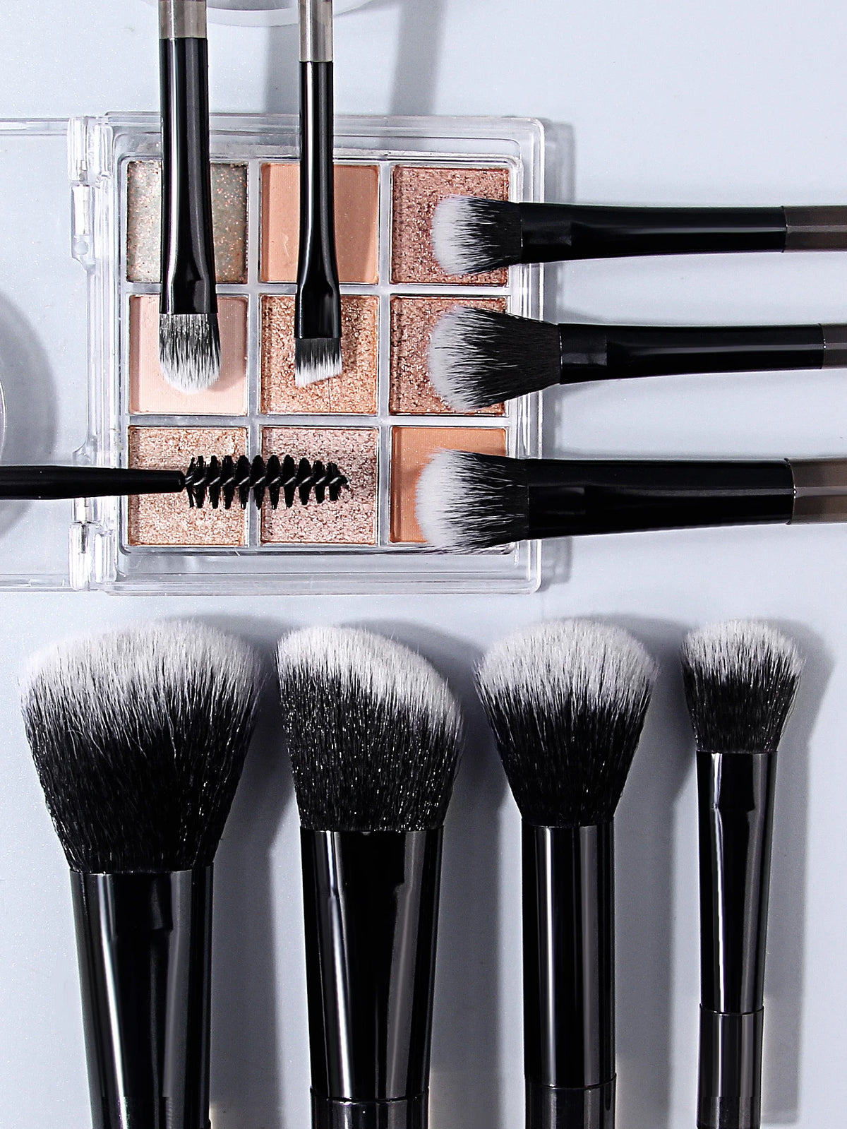 12Pc Mini Makeup Brush Set + Eyebrow Trimmer & Powder Puff Makeup Brush Set Nixie