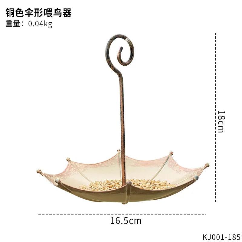 Retro Copper Umbrella Bird Feeder Outdoor Garden Pendant Décor Decorative Bird Feeder Nixie Dark Khaki