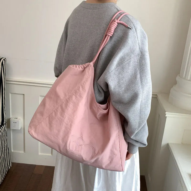 Korean Canvas Tote Bag – Large Women's Commuter Shoulder Bag Canvas Tote Bag Nixie BB-1463Pink