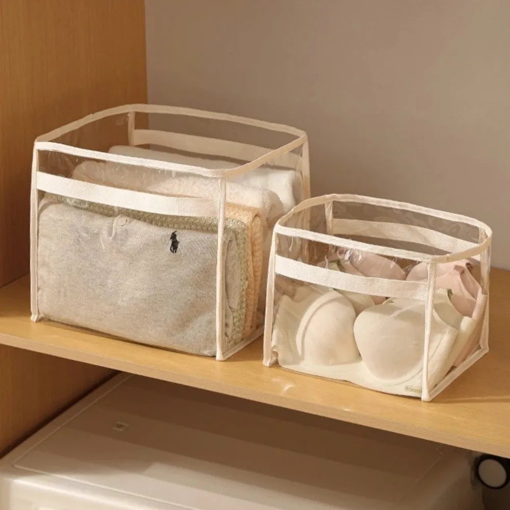 PVC Transparent Storage Basket with Handle – Large Capacity Storage Basket Nixie