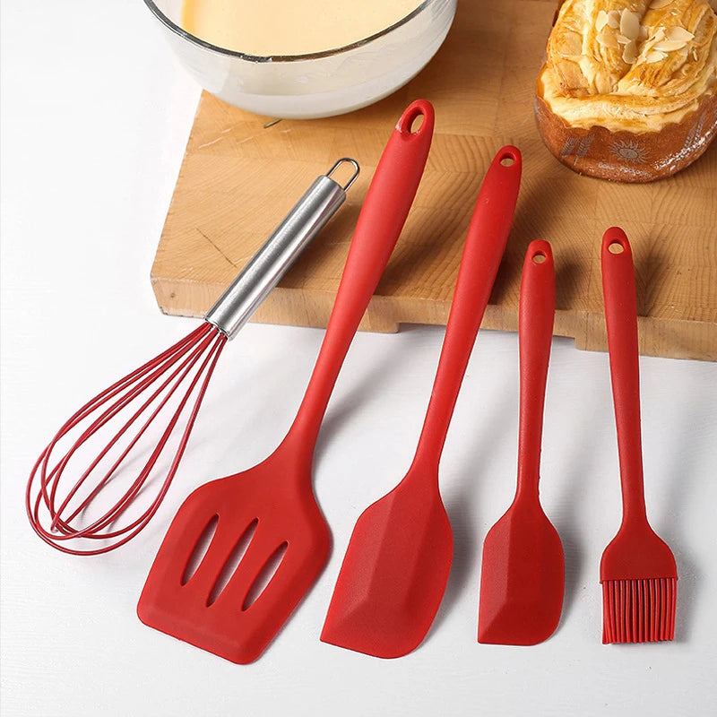 5-Piece Silicone Kitchen Utensil Set – Spatula, Whisk & Brush Silicone Utensil Set Nixie