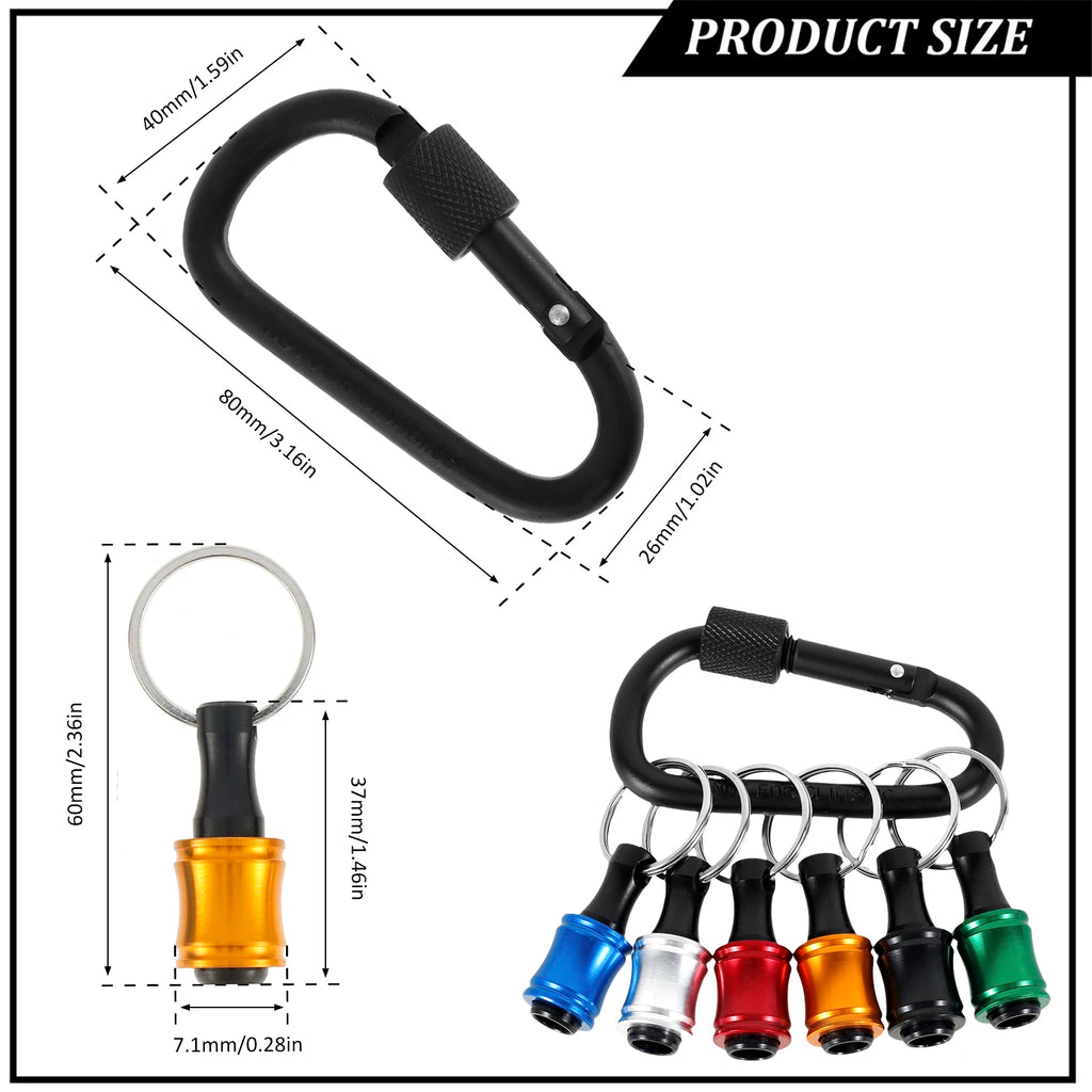 1/4" Hex Shank Screwdriver Bit Holder Keychain Quick Release Set