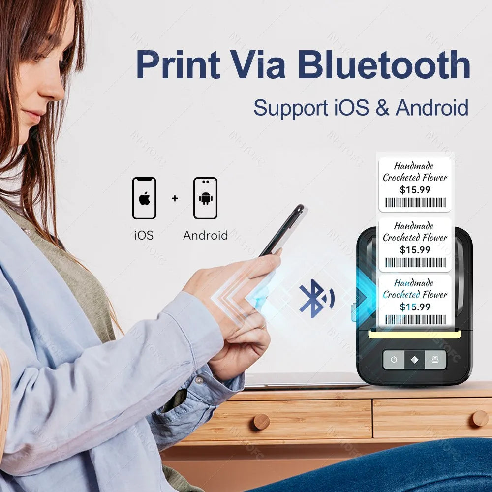 INSTOFC N20 Mini Bluetooth Thermal Label Printer 20-50mm