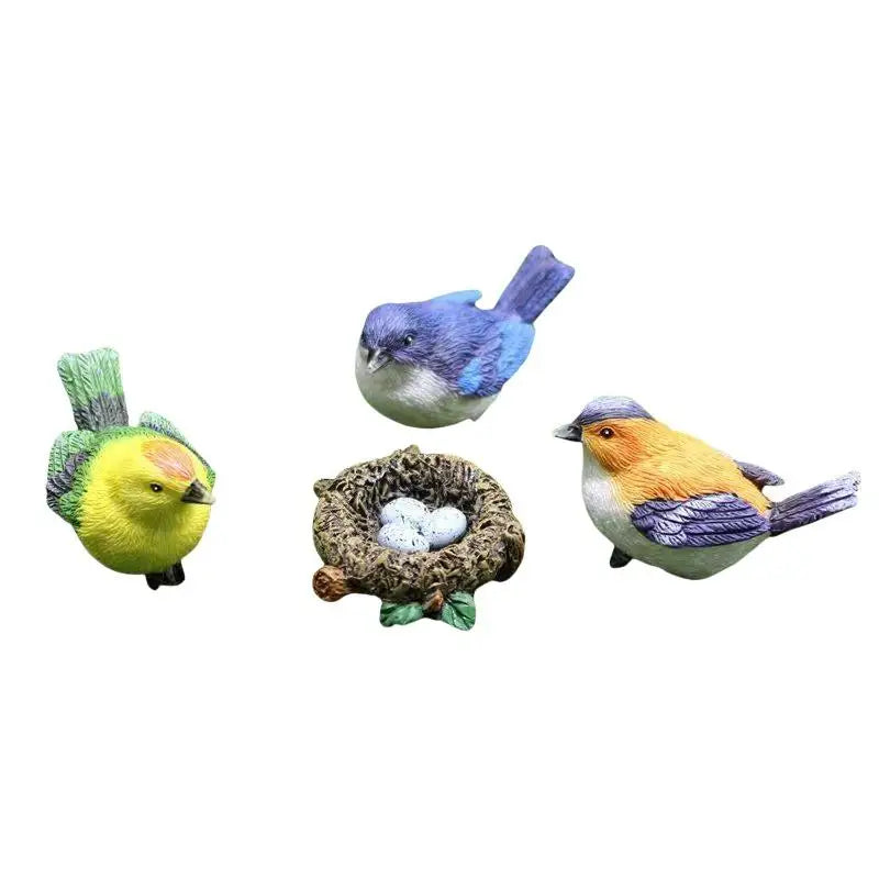 Resin Bird & Nest Figurine Set – Fairy Garden Micro Landscape Resin Figurine Set Nixie