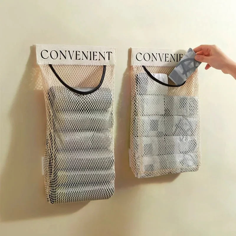 Wall Mount Mesh Bag Organizer & Grocery Bag Dispenser 1/4PCS Bag Dispenser Organizer Nixie