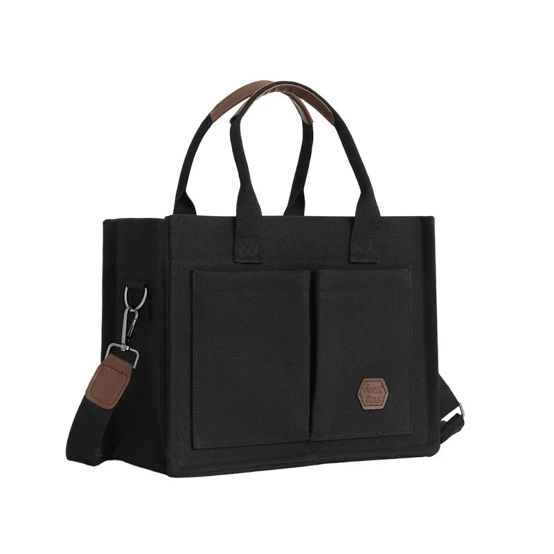 Women's Canvas Tote Bag – Crossbody Shoulder & Shopping Bag Canvas Tote Bag Nixie Black