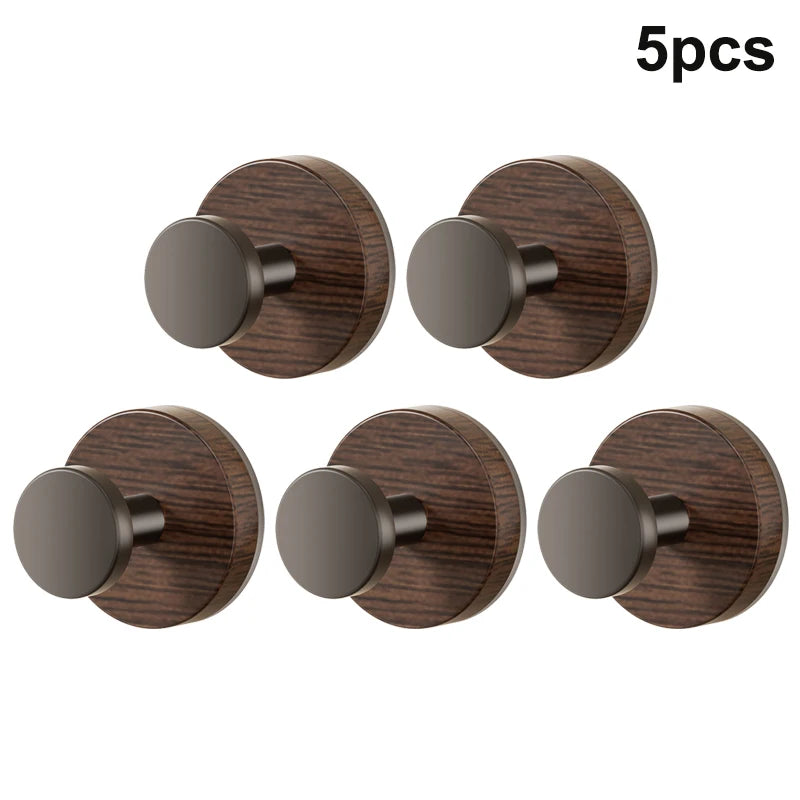 Walnut Wood Grain Suction Cup Hook | No-Drill Wall Hanger