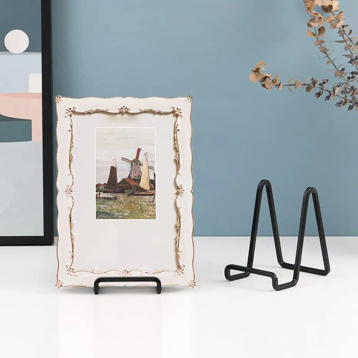 6 Inch Black Iron Plate Holder Stand & Desktop Display Frame Plate Display Stand Nixie