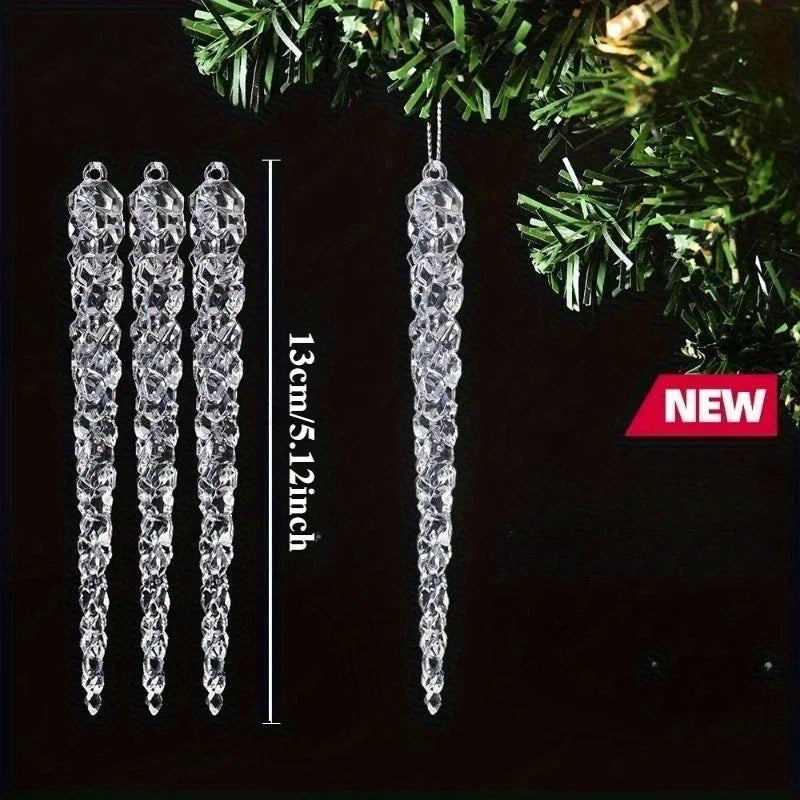 10Pcs Clear Acrylic Icicle Ornaments – Christmas & Wedding Décor Christmas Ornaments Nixie