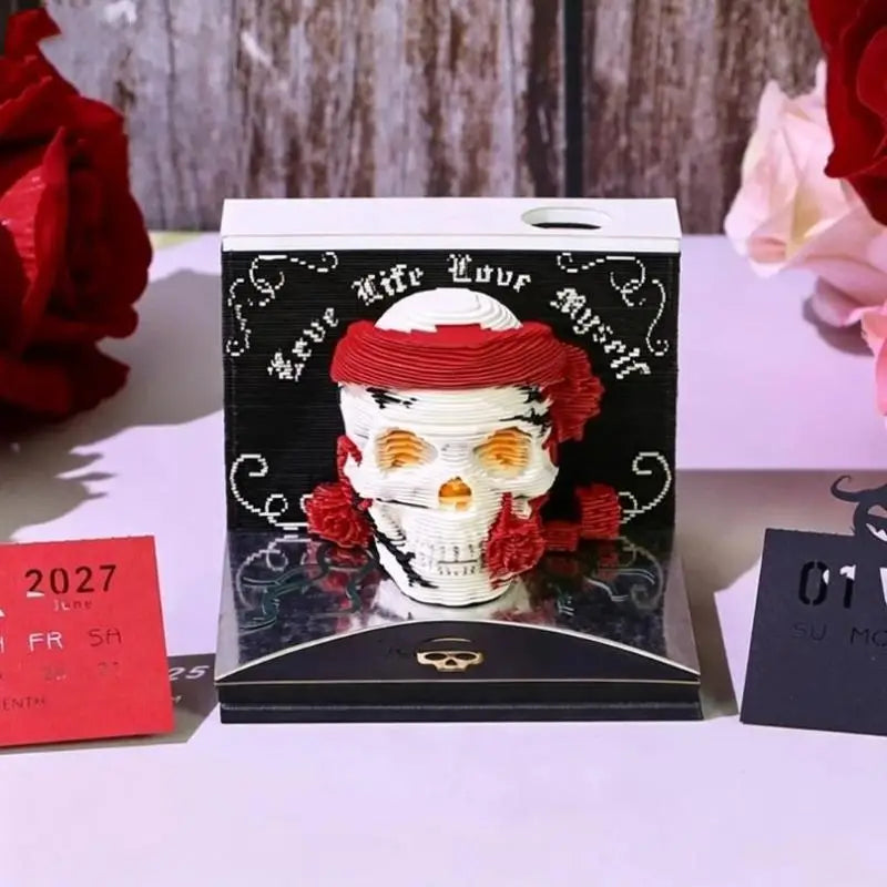 2027 Desk Calendar LED Light 3D Tear-Away Paper Carving Art