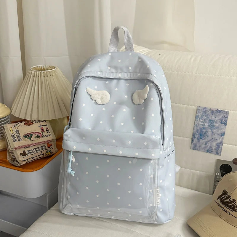 Polka Dot Transparent Large Capacity Student Backpack Student Backpack Nixie