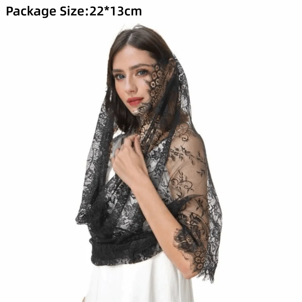 Elegant Floral Lace Shawl & Head Covering | Vintage Women's Scarf Lace Shawl Scarf Nixie