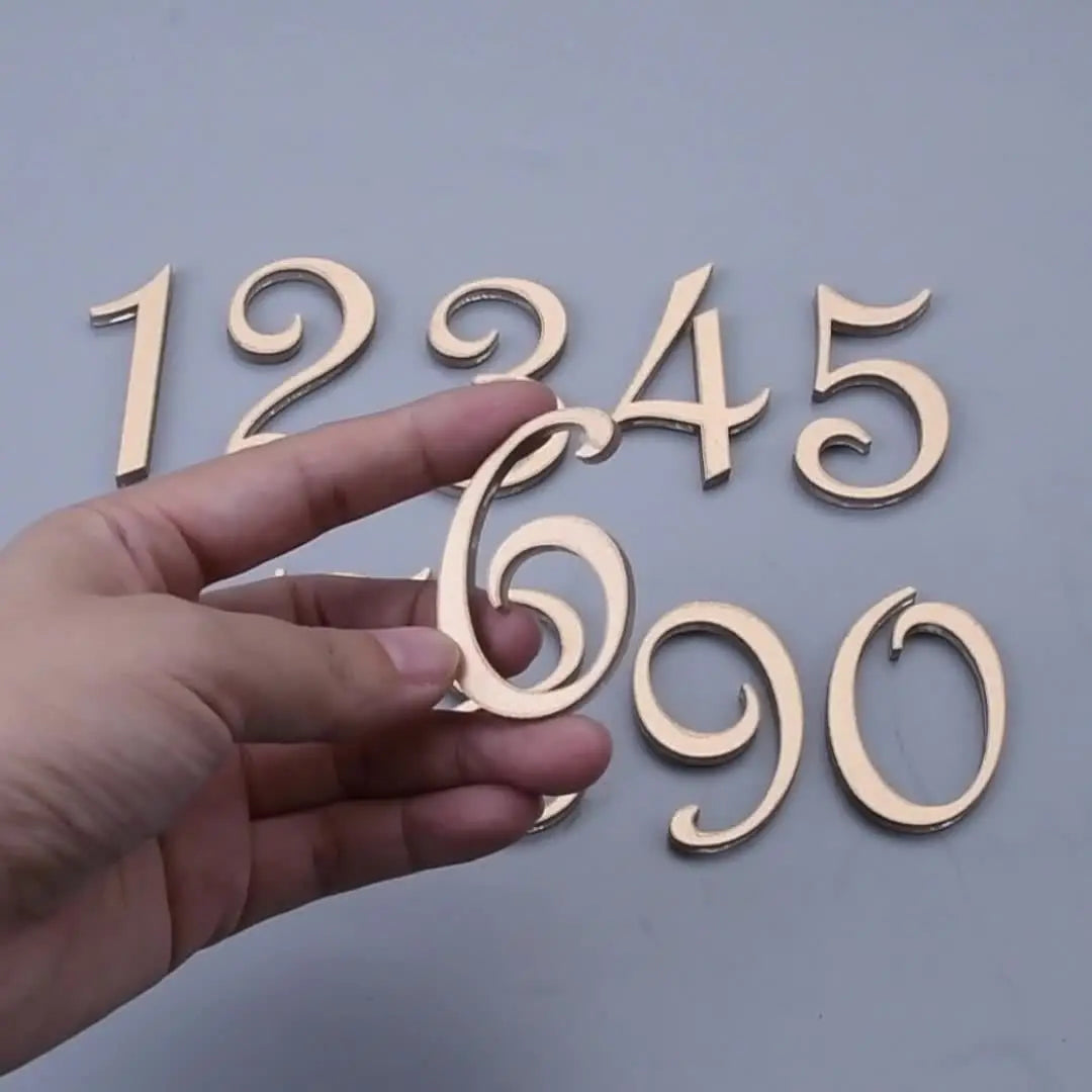 5cm Gold 3D Acrylic House Number Doorplate – DIY Address Sign House Number Sign Nixie