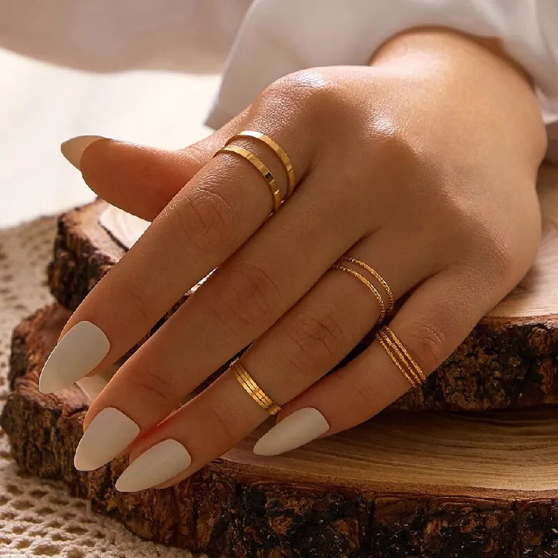 20pcs Gold & Silver Stackable Rings Set – Brass & Iron Alloy