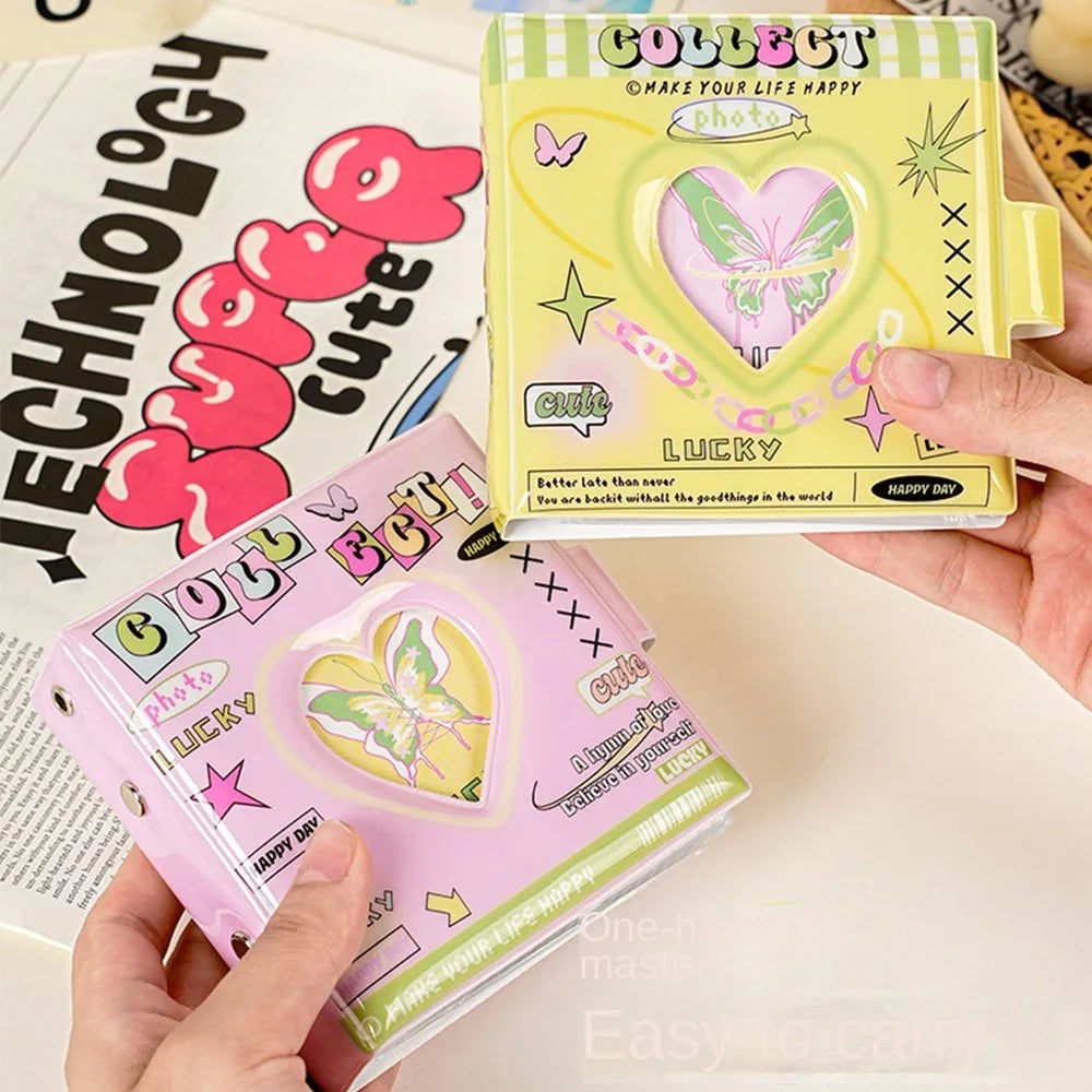 Kawaii Mini PVC Photocard Holder – Heart Hollow Photo Album