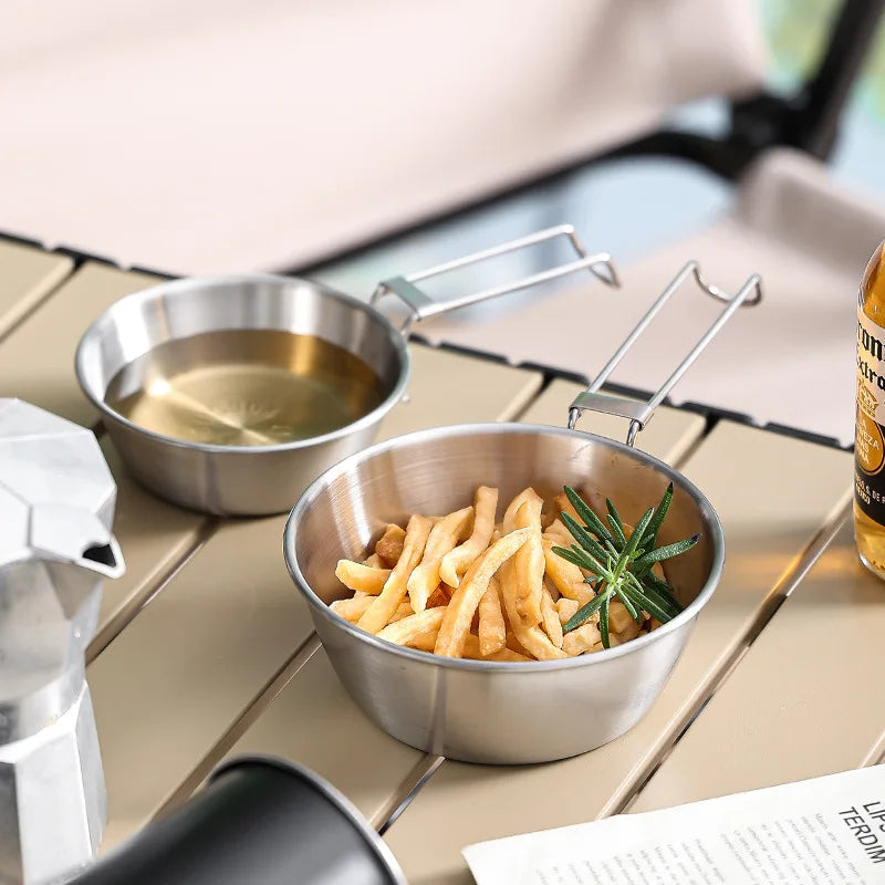 Foldable 304 Stainless Steel Camping Bowl with Handle Camping Bowl Nixie