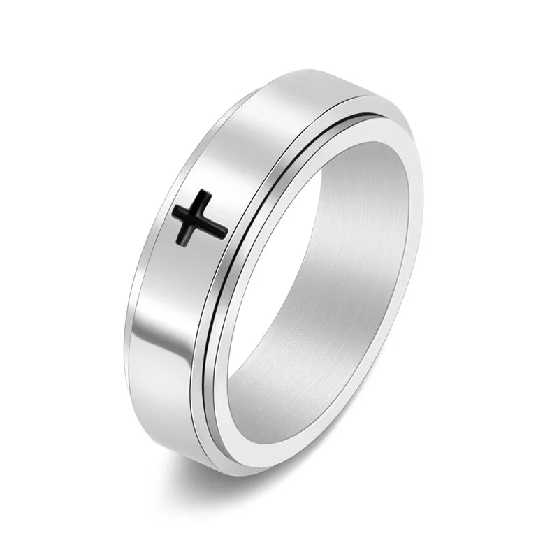 Stainless Steel Spinner Fidget Ring – Punk Skull Star Unisex