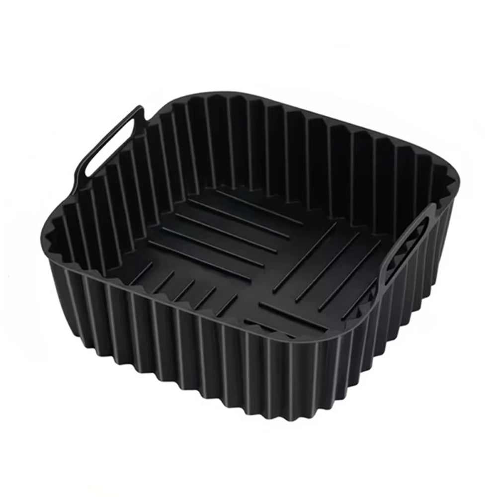 Reusable Silicone Air Fryer Liner – Square, 4–7 Qt | Nixie Silicone Air Fryer Liner Nixie black