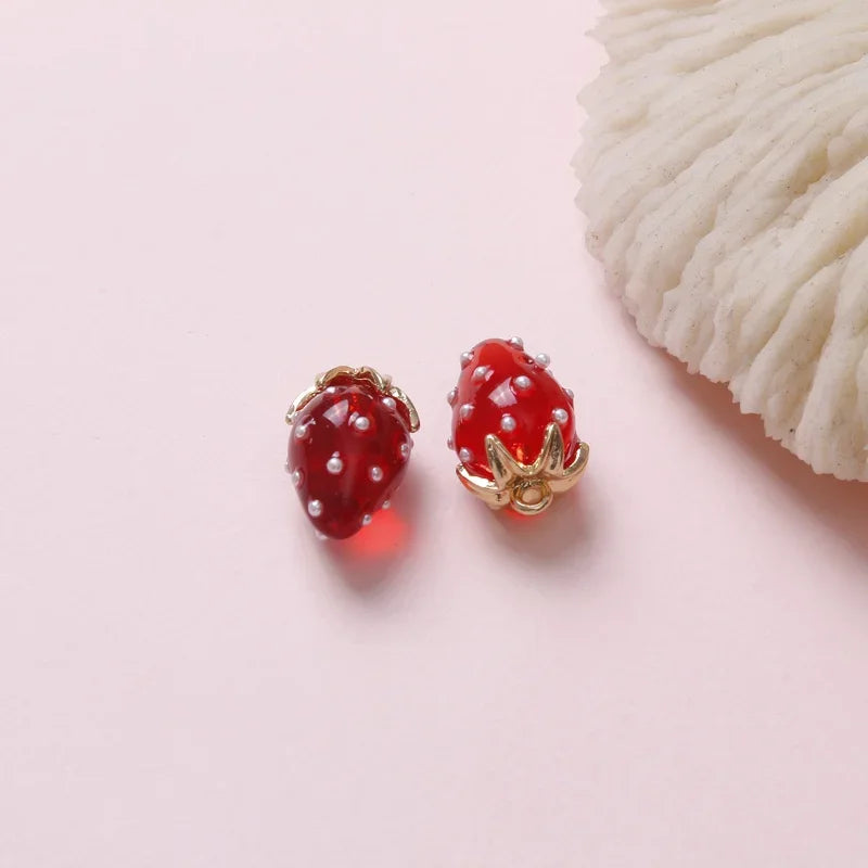 Resin Strawberry Pendant Charm for DIY Jewelry Making Jewelry Charm Pendant Nixie