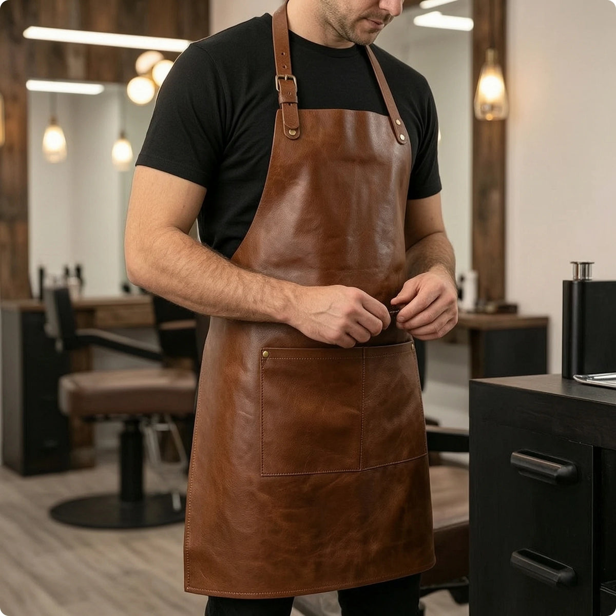PU Leather Apron Vintage Halter Neck – Barista & Workshop