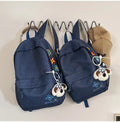 Japanese Snowflake Embroidered Canvas Backpack | Aesthetic Bag Embroidered Canvas Backpack Nixie Dark Blue Small