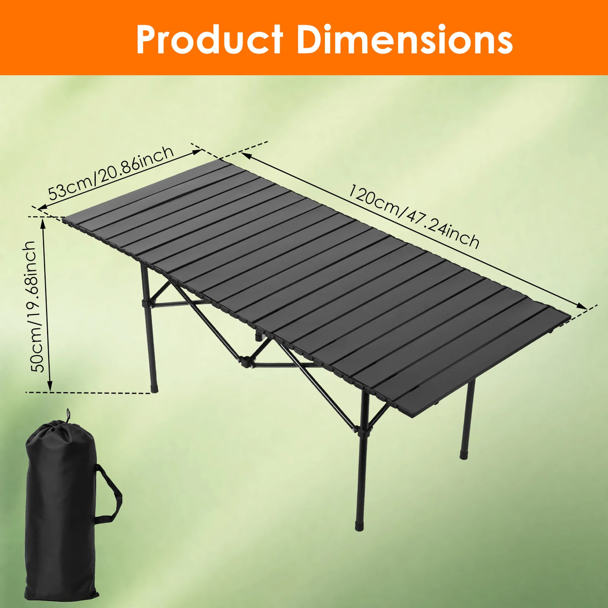 Portable Egg Roll Folding Camping Table | Carbon Steel Frame Folding Camping Table Nixie Style A large