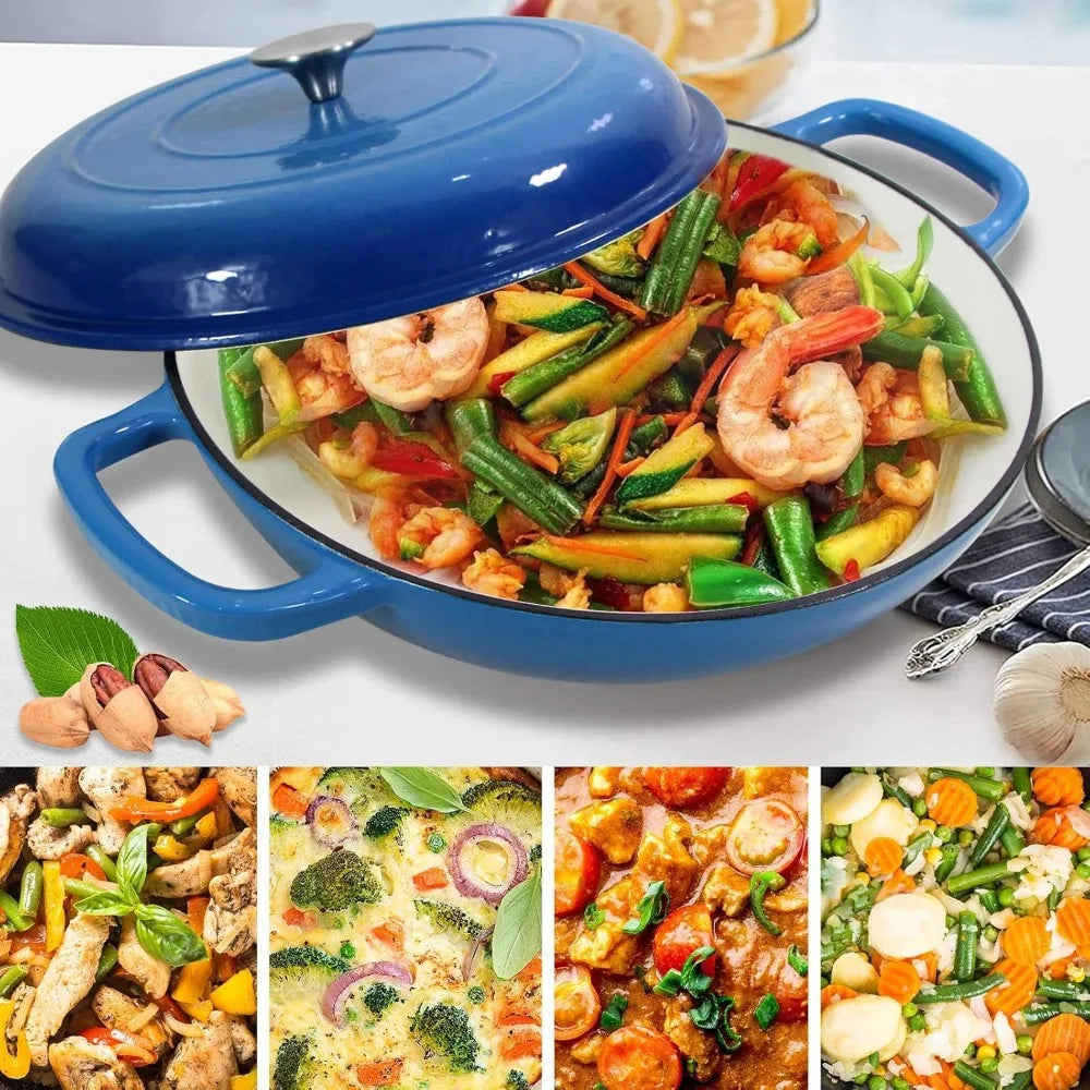4.5L Cast Iron Dutch Oven Casserole Pot with Lid | FEB.WIND