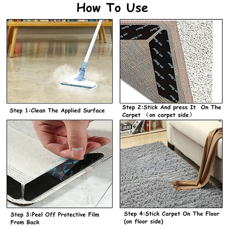 Reusable Anti-Slip Carpet Gripper Tape | Rug Corner Clips Rug Gripper Tape Nixie
