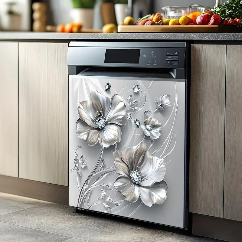 Silvery Floral Rhinestone Decal – Removable Self-Adhesive Sticker