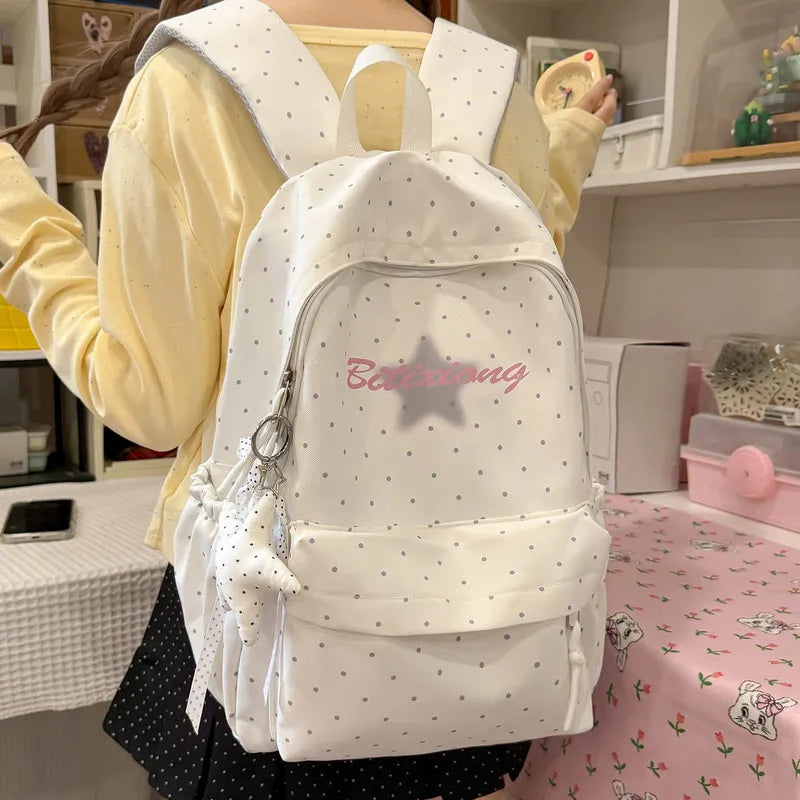 Girls Lightweight Polka Dot School Backpack 20–35L School Backpack Nixie