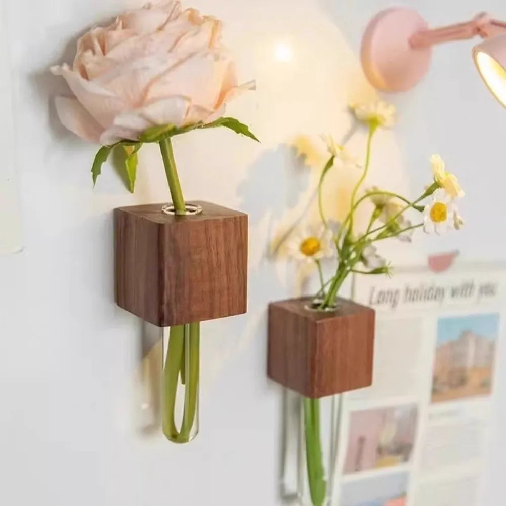 Wooden Refrigerator Vase – French Country Flower Holder Decorative Flower Vase Nixie