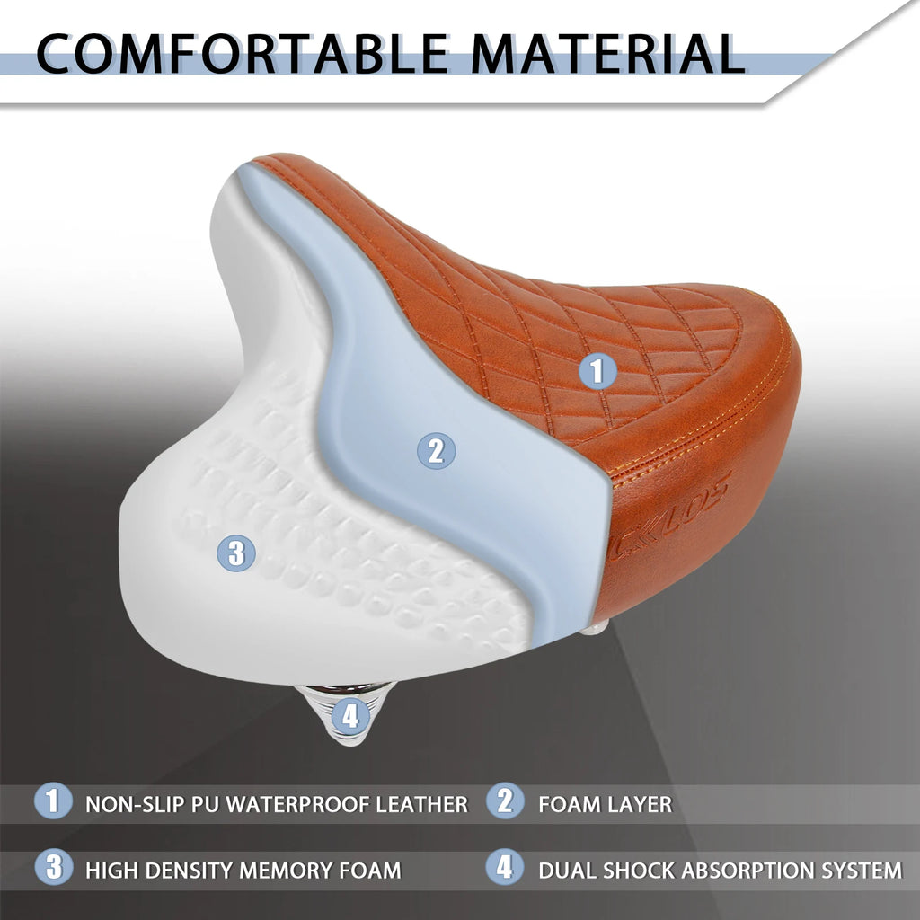 BUCKLOS Wide Ergonomic Bike Saddle – Cushioned MTB & Road Seat Bike Saddle Nixie