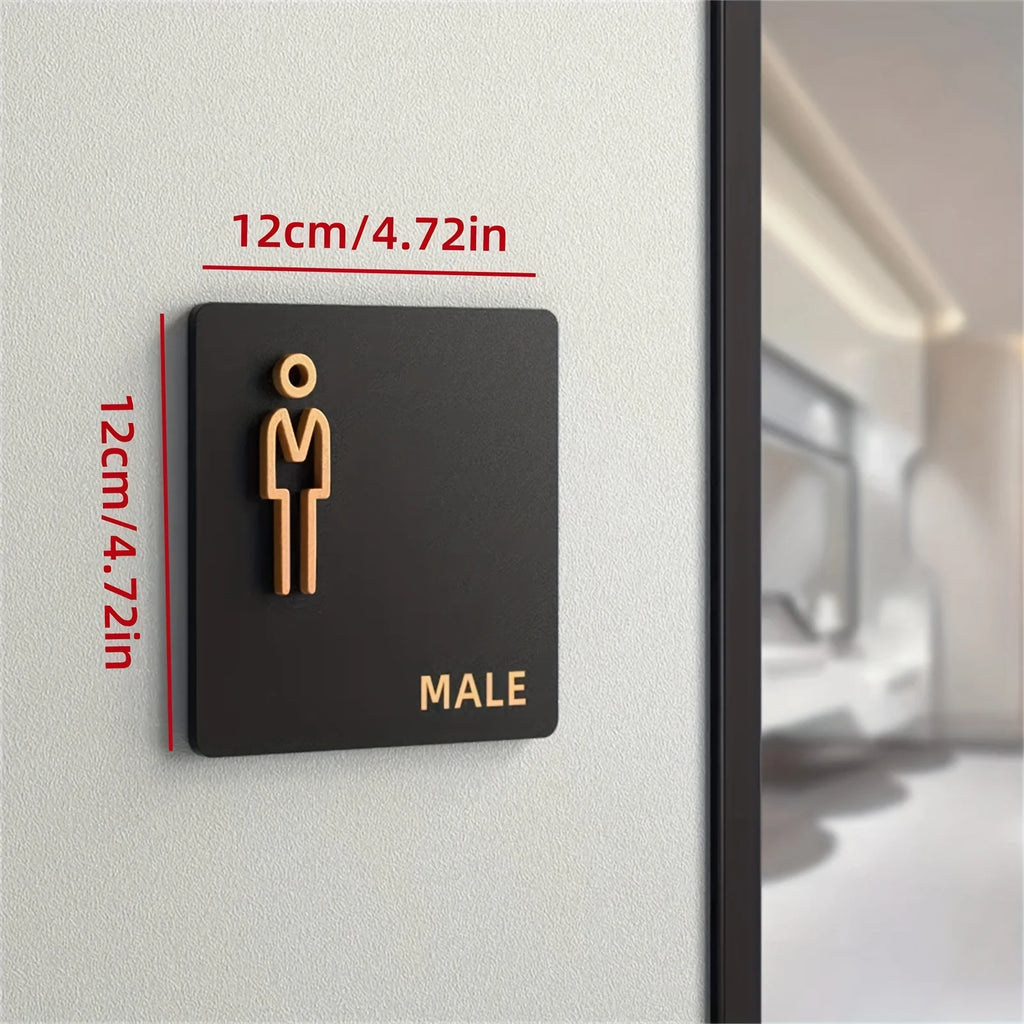 3D Acrylic Restroom Sign – Men's & Women's WC Door Indicator Restroom Door Sign Nixie