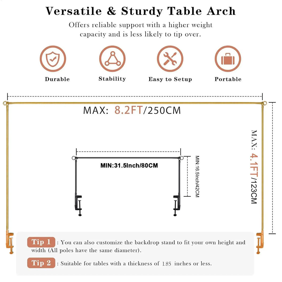 Metal Table Arch Stand with Clamps – Reusable Balloon Frame Party Arch Stand Nixie