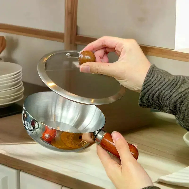 Stainless Steel Mini Pot with Walnut Handle – 14/17cm