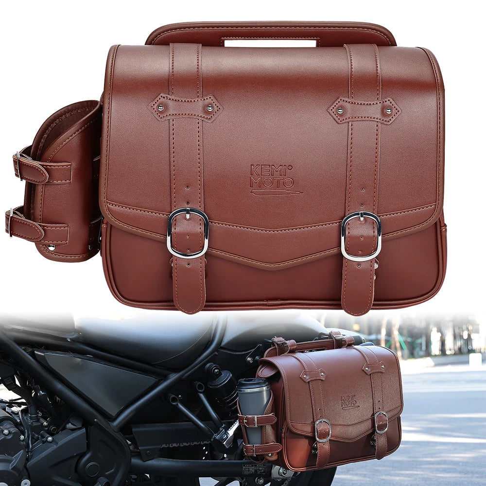 15L PU Leather Motorcycle Saddlebag | Universal Side Bag Motorcycle Saddlebag Nixie