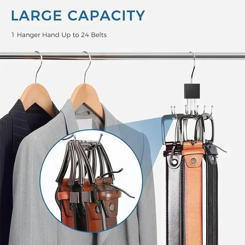 360° Rotating Hook Rack Organizer for Scarves, Belts & Ties