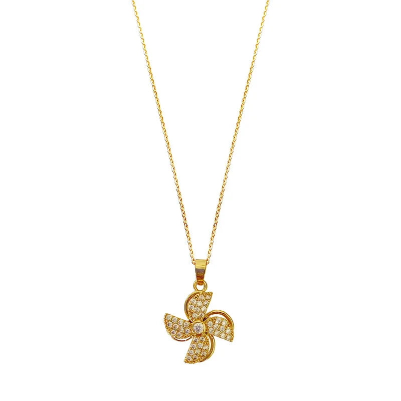 Rotating Windmill Pendant Necklace – Copper & Zircon | Nixie Pendant Necklace Nixie