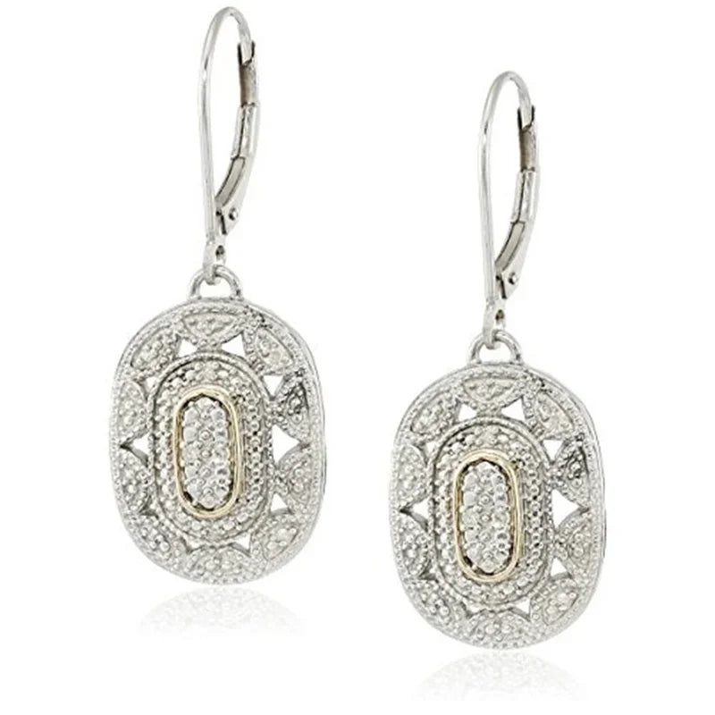 Art Deco Zircon Drop Earrings – Gold & Silver Wedding Jewelry Drop Earrings Nixie Light Yellow Gold Color