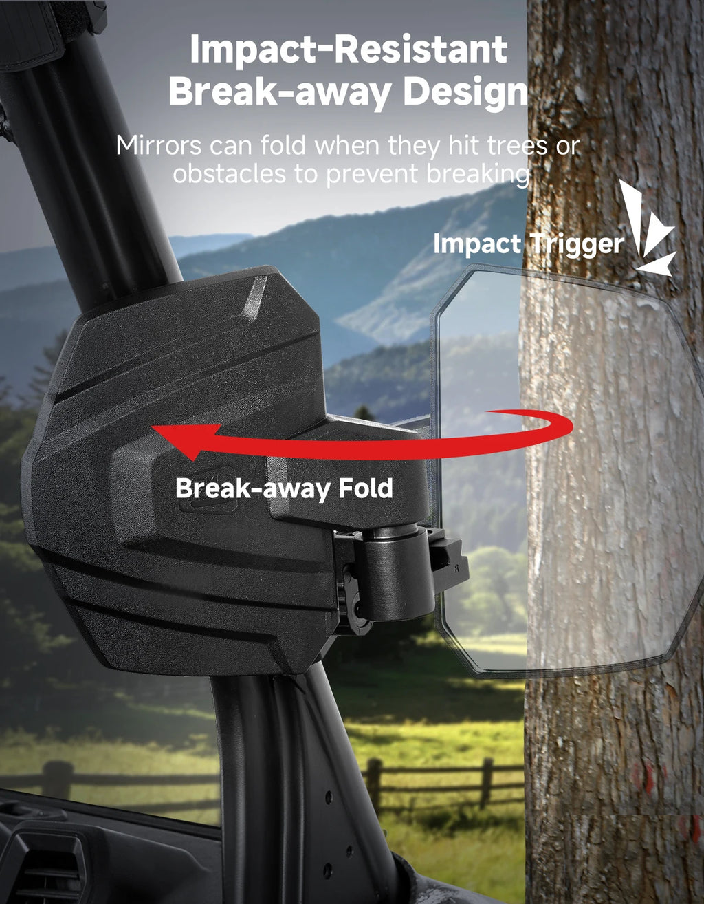 KEMIMOTO UTV Pro-Fit Side Mirrors Extendable Telescopic Arm UTV Side Mirrors Nixie