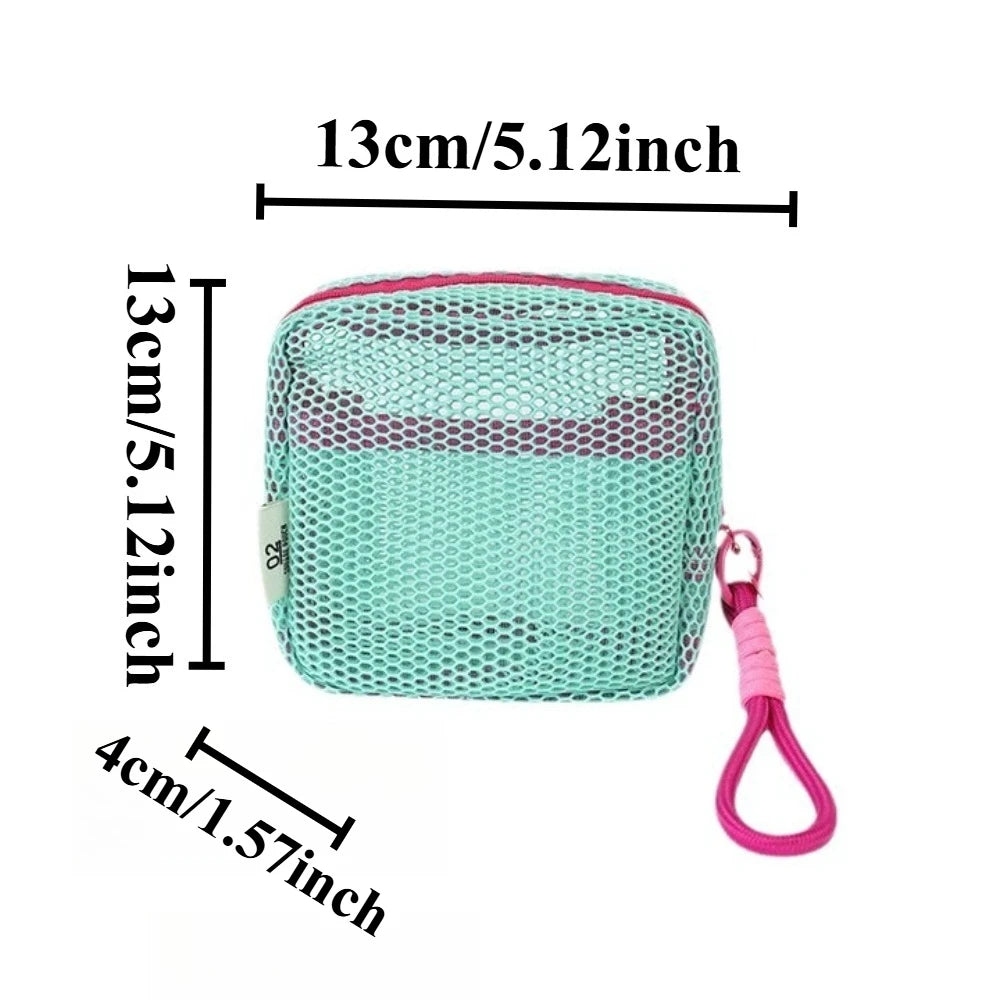 Square Mesh Cosmetic Bag – Portable Zipper Storage Pouch Cosmetic Storage Bag Nixie