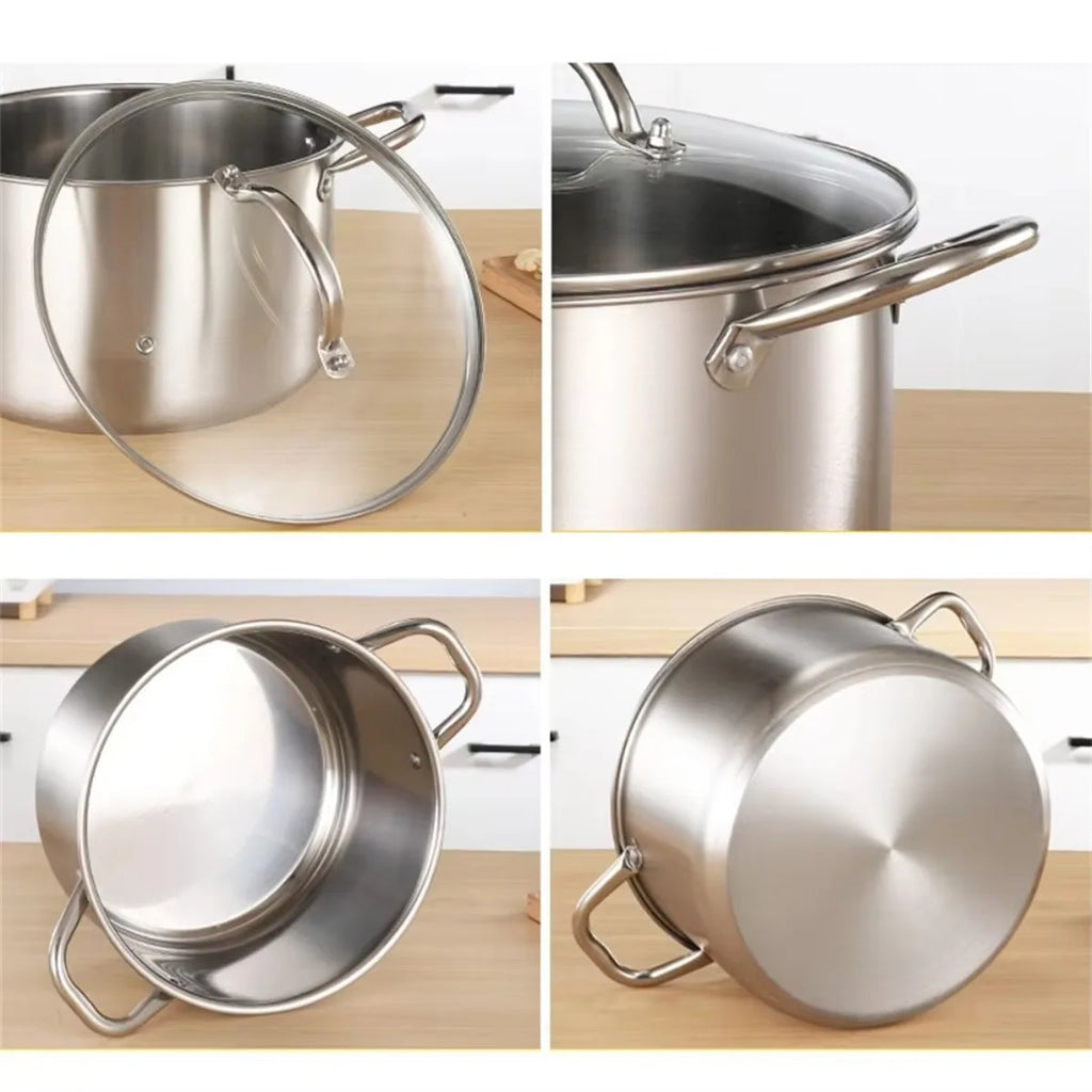 FEB.WIND Hybrid Nonstick Stockpot – Oven-Safe 900°F Glass Lid Nonstick Stockpot Nixie