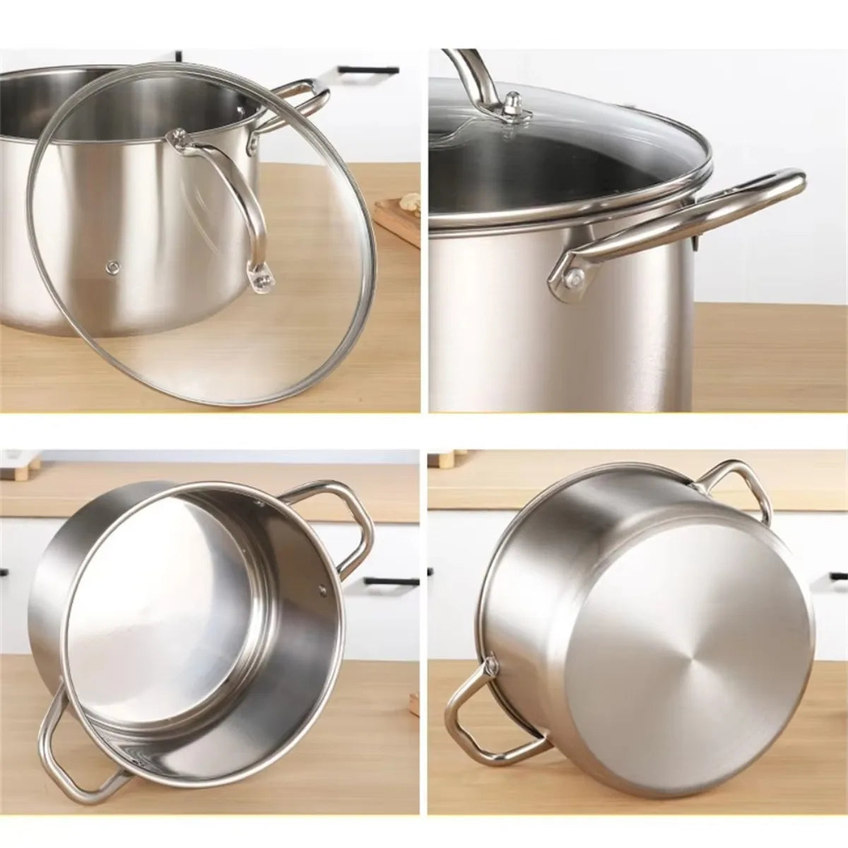 FEB.WIND Hybrid Nonstick Stockpot – Oven-Safe 900°F Glass Lid Nonstick Stockpot Nixie
