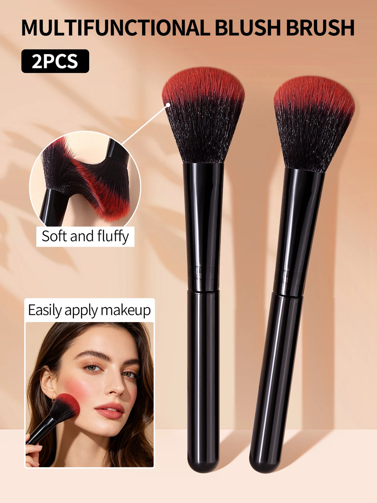 2Pcs Blush Brush Set – Highlighter & Contour Face Brushes Makeup Brush Set Nixie