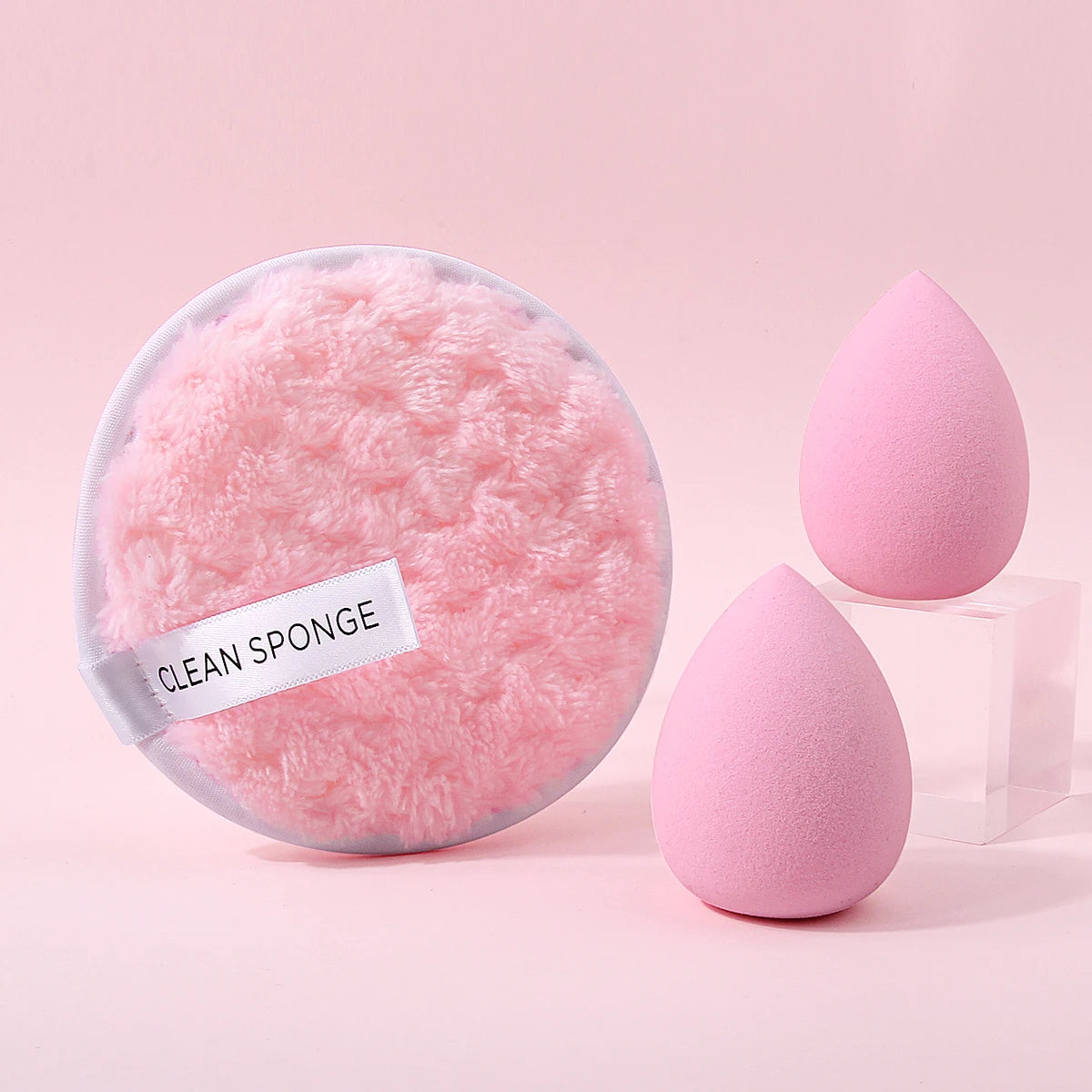 3-Piece Makeup Sponge & Powder Puff Set | Blending Sponges Makeup Sponge Set Nixie Pink