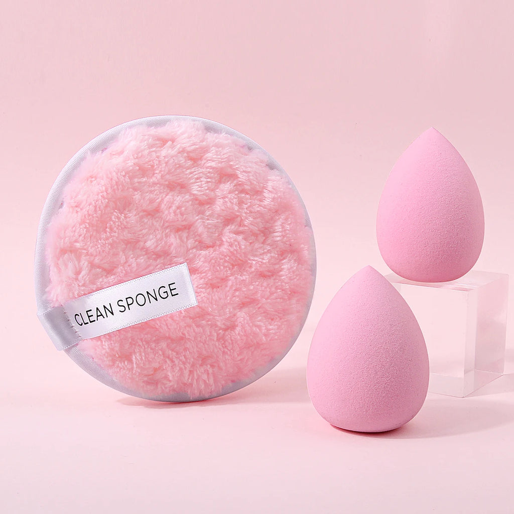 Nixie Makeup Sponge & Reusable Remover Puff Set – 3 Pc Makeup Sponge Set Nixie Pink