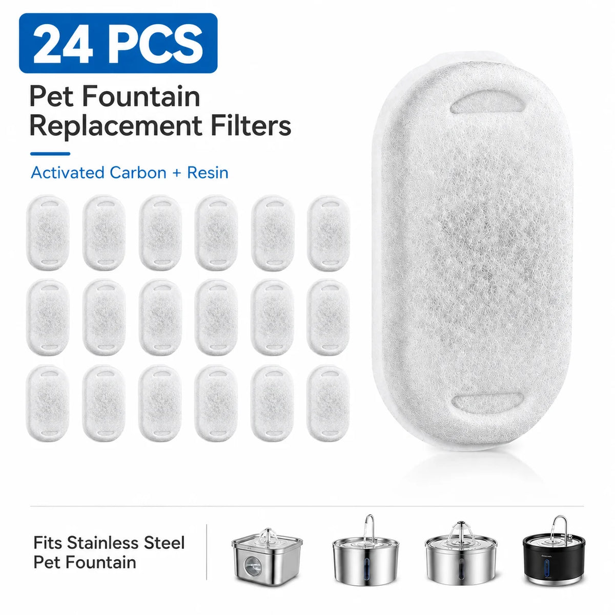 Cat & Dog Fountain Filter – Activated Carbon Cartridge Pet Fountain Filter Nixie 24 PCS